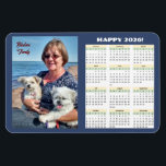 2026 Family Calendar Photo Magnet<br><div class="desc">A 2026 calendar on a magnet with replaceable image. The background,  image and text can be personalised.  Original artwork by W.B.</div>
