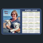 2026 Family Calendar Photo Magnet<br><div class="desc">A 2026 calendar on a magnet with replaceable image. The background, image and text can be personalised. Original artwork by W.B.</div>