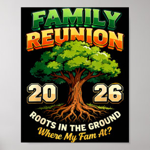2026 family reunion tree roots in the ground art poster
