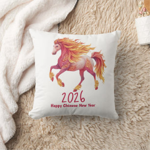 2026 Fiery Horse – Happy Chinese New Year Cushion