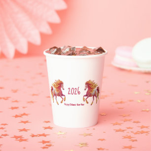 2026 Fiery Horse – Happy Chinese New Year Paper Cups