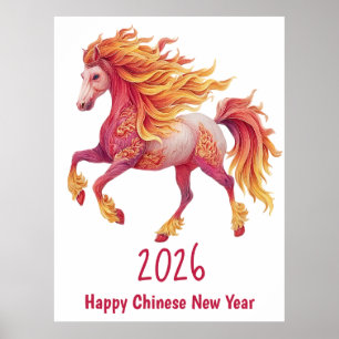 2026 Fiery Horse – Happy Chinese New Year Poster