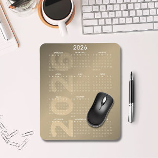 2026 Full Year Calendar Brown Gradient Background Mouse Mat