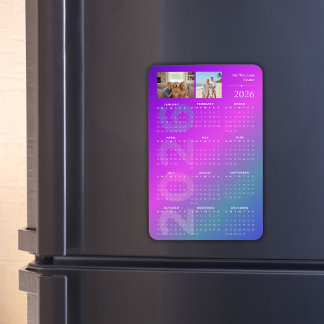 2026 Full Year Calendar Personalized Photos Magnet