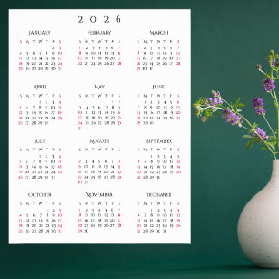 2026 Full Year Home Office Yearly Wall Calendar Poster