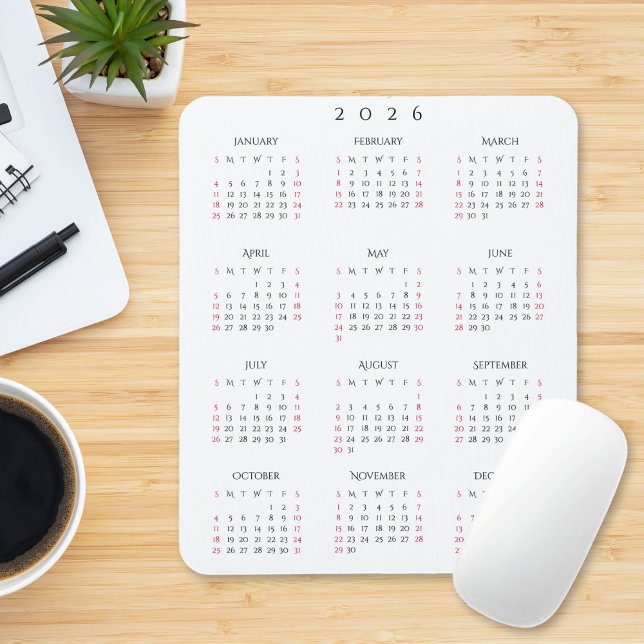 2026 Full Year Yearly Calendar Elegant Home Office Mouse Mat (2026 Full Year Yearly Calendar Elegant Home Office Mouse Pad)