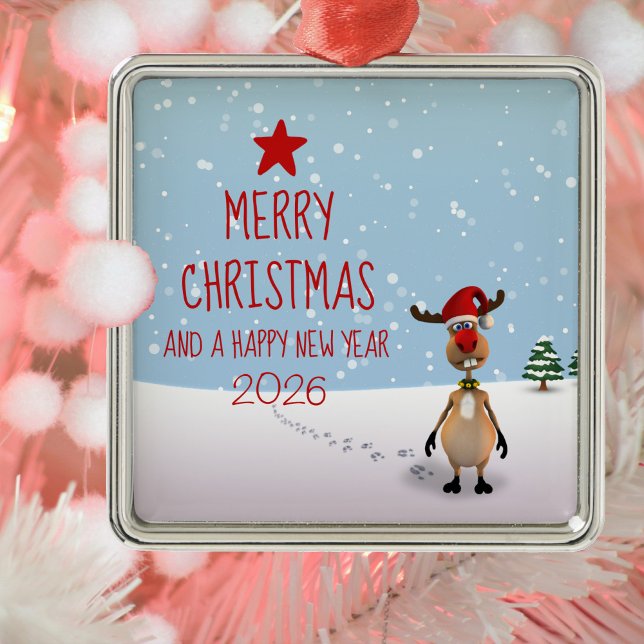 2026 Funny Reindeer Christmas New Year Tree Metal Tree Decoration (Creator Uploaded)