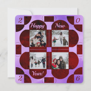 2026 Geometric frames - 4 photos happy new year Holiday Card