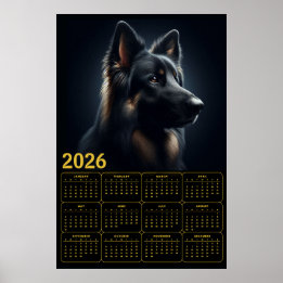 2026 German Shepherd Calendar – Bold Portrait  Poster