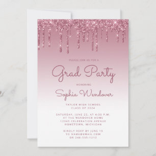 2026 Glam Burgundy Glitter Drip Photo Graduation Invitation