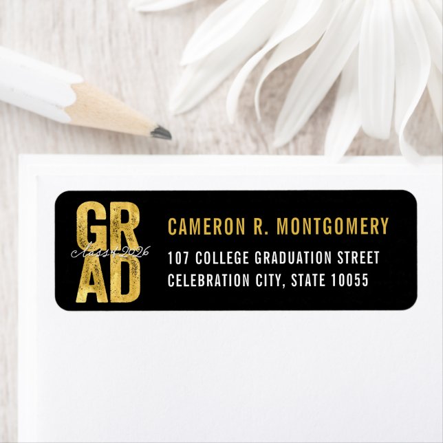 2026 Gold Bold GRAD Typography Graduation Address (Insitu)