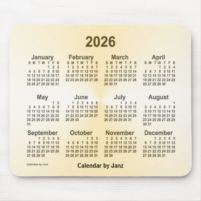 2026 Gold Calendar by Janz Mouse Mat (Front)
