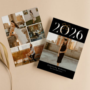 2026 Gold Coquette Bow Photo Graduation Announcement