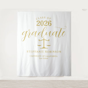 2026 Gold Graduate Law School Graduation Backdrop Tapestry