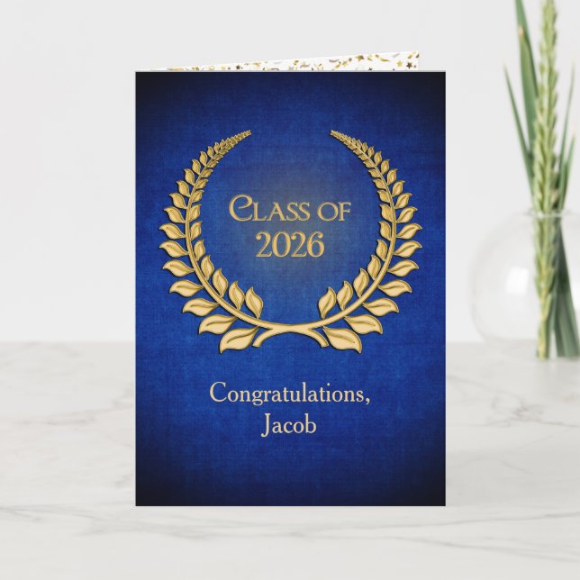 2026 Gold Graduation Laurel Wreath   Card (Front)