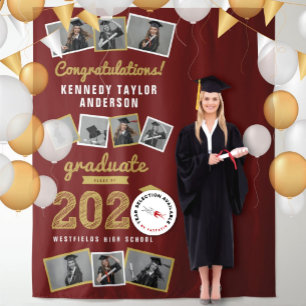 2026 Gold Sketch Graduate Party 10 Photo Backdrop Tapestry