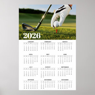 2026 Golf Calendar with Tee-Off Photography Poster