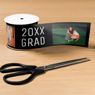 2026 Grad 3 Photo Collage on Black Satin Ribbon