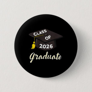 2026 Graduate Mortar Board Cap Premium Tri-blend 6 Cm Round Badge
