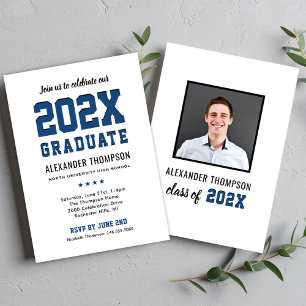 2026 Graduate Navy Collegiate Photo Party Invitation