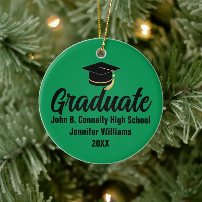 2026 Graduate Photo Custom Green Black Graduation Ceramic Tree Decoration (Tree)