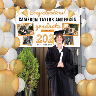 2026 Graduate Sketch 4 Photo Modern Graduate Party Banner