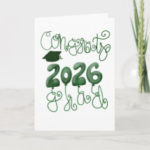 2026 Graduation Card in Green and white