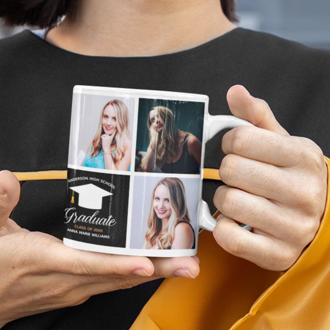 2026 Graduation Chic Senior Portrait Photo Collage Coffee Mug (Creator Uploaded)