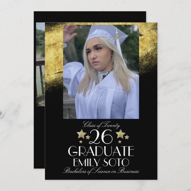 2026 Graduation Collage Party Script Star Photo Invitation (Front/Back)