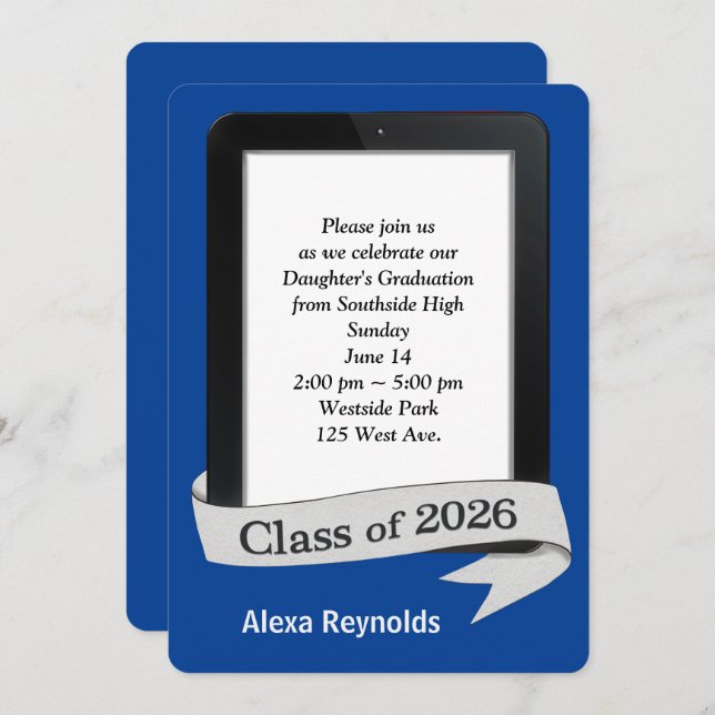 2026 Graduation Electronic Tablet Party   Invitation (Front/Back)
