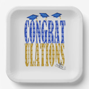 2026 Graduation In Blue and Gold School Colors Paper Plate