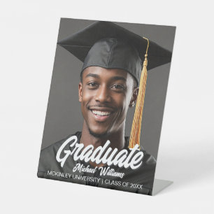 2026 Graduation Party Photo Modern Graduate Pedestal Sign