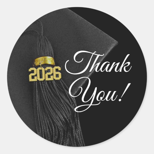 2026 Graduation Tassel Elegant Thank You Classic Round Sticker (Front)
