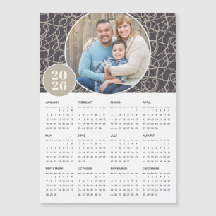 2026 Gray Beige Custom Photo Magnetic Calendar