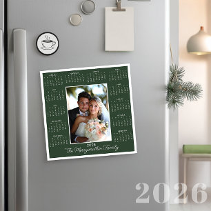2026 Green Magnetic Holiday Calendar Card