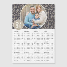 2026 Grey Beige Custom Photo Magnetic Calendar