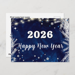 2026,Happy new year!Blue holiday celebration  Postcard