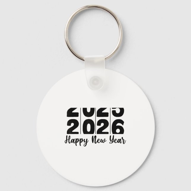 2026 Happy New Year Bold Numbers Celebration Party Key Ring (Front)