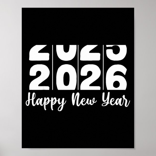 2026 Happy New Year Bold Numbers Celebration Party Poster (Front)