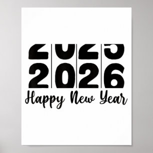 2026 Happy New Year Bold Numbers Celebration Party Poster