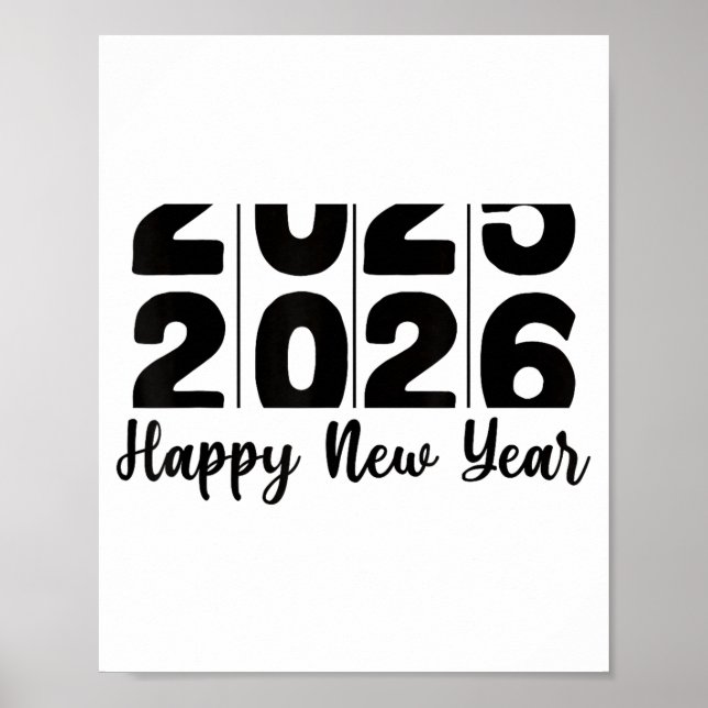 2026 Happy New Year Bold Numbers Celebration Party Poster (Front)