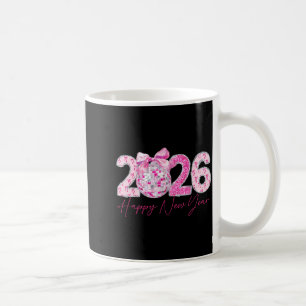 2026 Happy New Year Bow Patch Disco Ball  Coffee Mug
