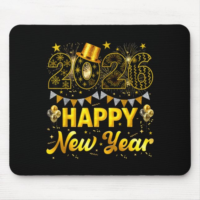 2026 Happy New Year Celebration Party Fire Work Me Mouse Mat (Front)