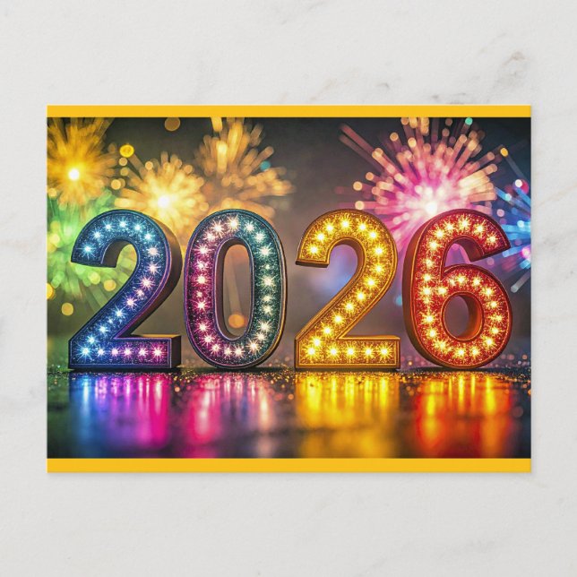 2026, Happy New Year Celebration, Postcard (Front)