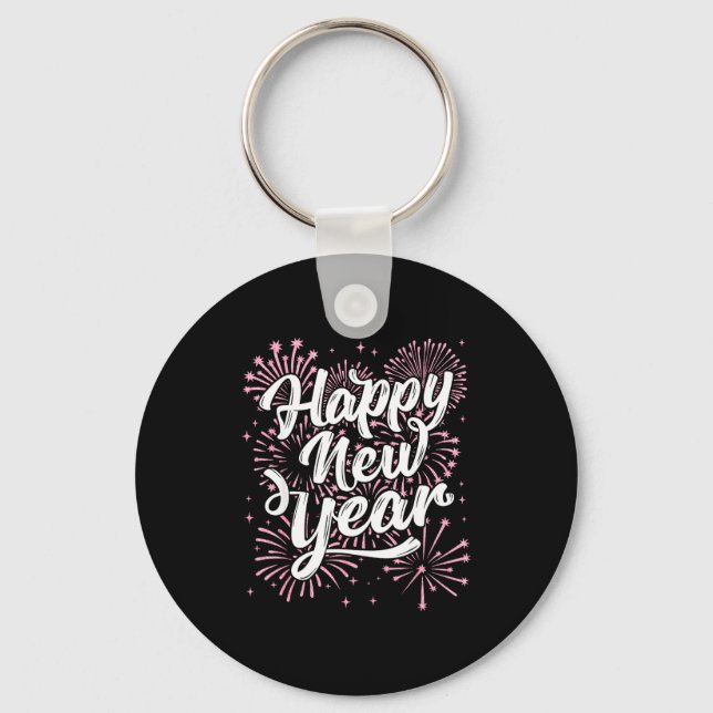 2026 Happy New Year Eve Party Firework Men Women K Key Ring (Front)