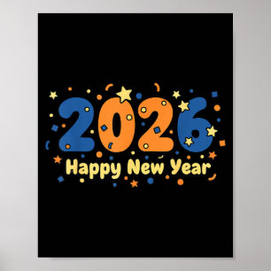 2026 Happy New Year Fireworks Celebration  Poster