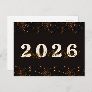 2026,Happy new year!gold Glitter black background Postcard