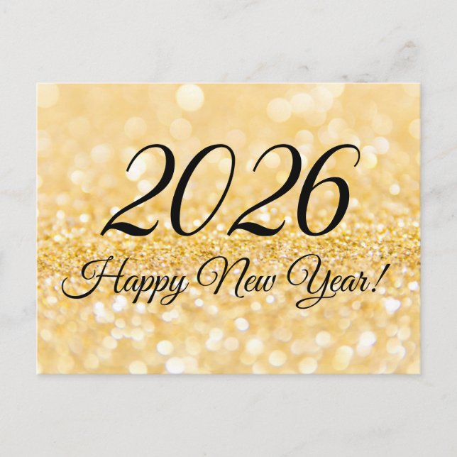 2026 Happy new year! gold glitters sparkles  Postcard (Front)