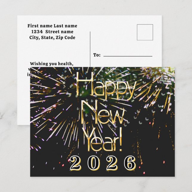 2026,Happy new year holiday Firework Merry Christm Postcard (Front/Back)
