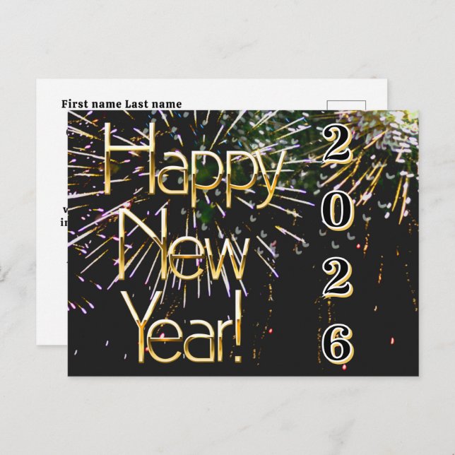 2026,Happy new year!holiday Firework Merry Christm Postcard (Front/Back)